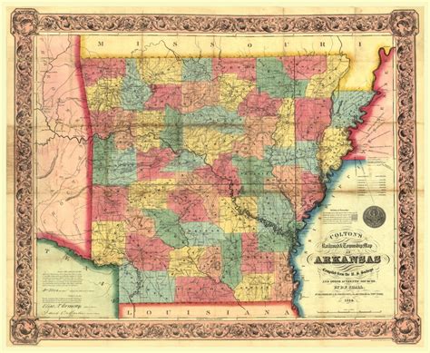 Arkansas 1854 Railroads Kroll Antique Maps