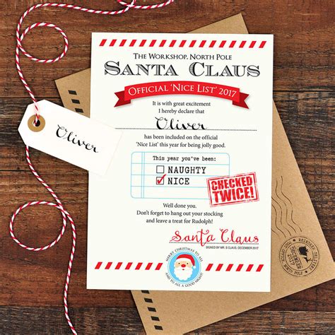 Santa wants all of his recipients to be happy, after all. Personalised Nice List Certificate From Santa By Eskimo ...