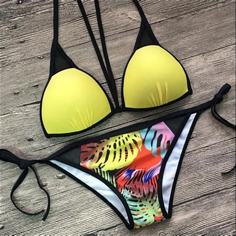 Hot Sexy Micro Bikinis Women Swimsuit Push Up Bandage Bikini Set 2018 Newest Bathing Suit Halter