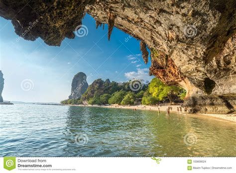 Famous Phranang Cave At Raylay Railay Beach Krabi Editorial Stock