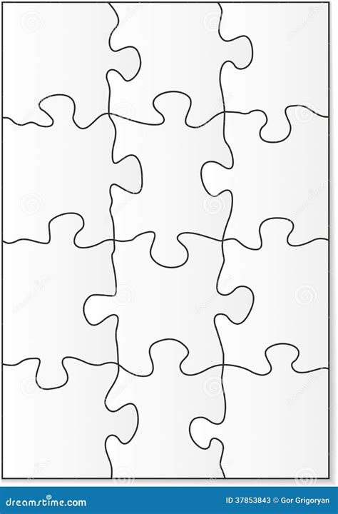 12 Piece Puzzle Template Stock Vector Illustration Of Frame 37853843