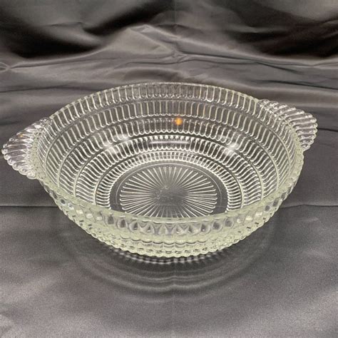 Vintage Hazel Atlas Glass Bowl Beehive Clear Serving Bowl With Etsy