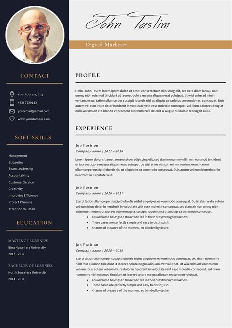 Cv For Job Application Resume Template To Download In Word Format