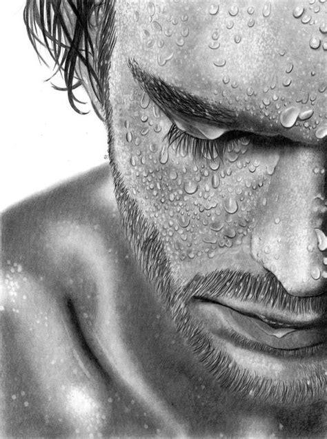 Contemplation Full Frontal Image Unframed Pencil Drawing Realistic