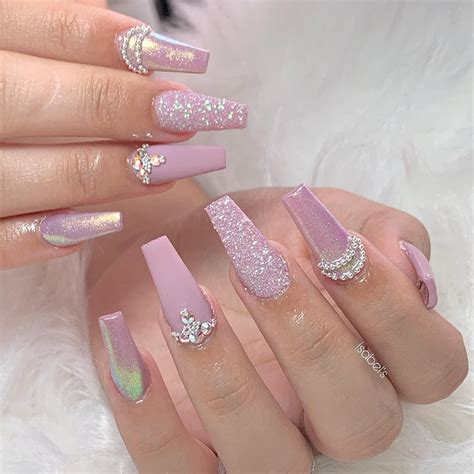 Pin By Ligia Elena On Nails Pink Acrylic Nails Nails Design With Rhinestones Bling Acrylic Nails