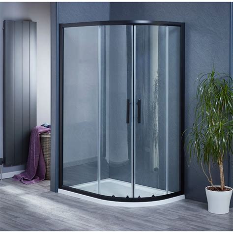 1200mm X 800mm Double Door Black Quadrant Shower Enclosure And Shower