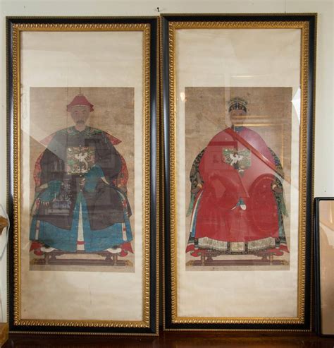 Pair Of 19th Century Chinese Ancestral Portraits For Sale At 1stdibs
