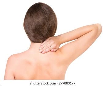 Naked Brunette Pain Neck On White Stock Photo Shutterstock
