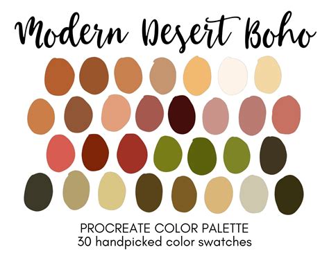 Modern Desert Boho Procreate Color Palette Color Swatches Etsy In