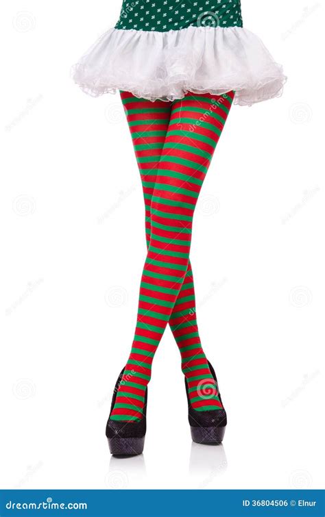 Woman Legs In Striped Stockings Stock Photo Image Of Lady Heels
