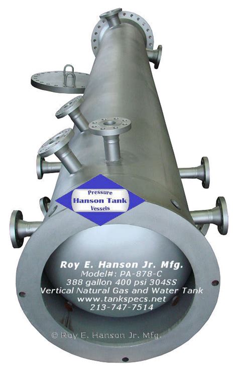 Vertical Natural Gas Tank 304 Stainless Steel Construction 400 Psi