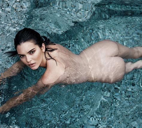 Hot Brunette Celeb Kendall Jenner Swimming Nude In The Pool Ass And