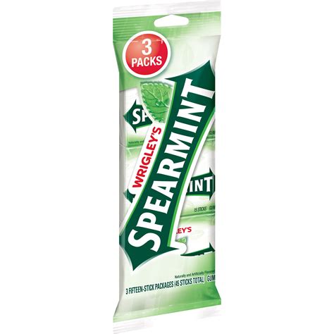 Wrigleys Spearmint Gum 15 Stick Pack 3 Count