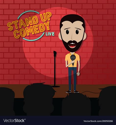 Stand Up Comedy Comic Guy On Stage Royalty Free Vector Image