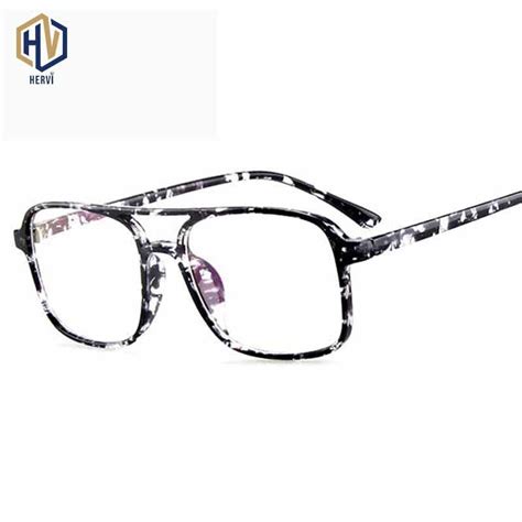 fashion new square optics glasses frame men women retro double beam printing spectacles frames