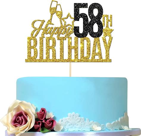 Happy 58th Birthday Cake Topper Fifty Eight Year Old Cake