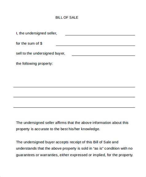 Bill Of Sale Form Template 12 Free Word Pdf Samples Template Section