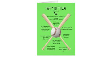 Pal Birthday Baseball Jokes Card Zazzle