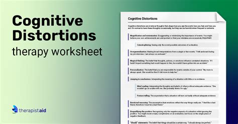 Cognitive Distortions Worksheet Therapist Aid