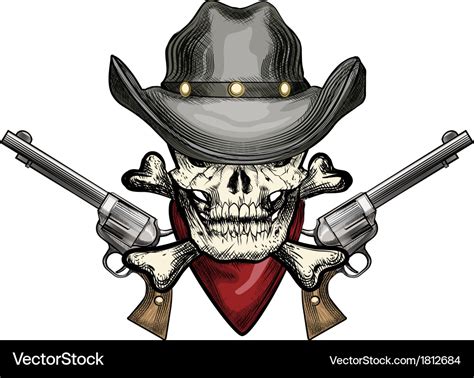 Skull In Cowboy Hat Royalty Free Vector Image Vectorstock