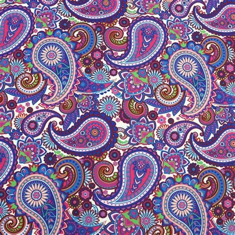 Bohemian Paisley Upholstery Fabric By The Yard Purple Blue Boho Floral