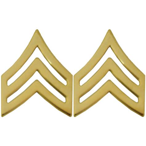Sergeant E5 Sgt Gold Army Rank Pins Pair For Asu Or Agsu