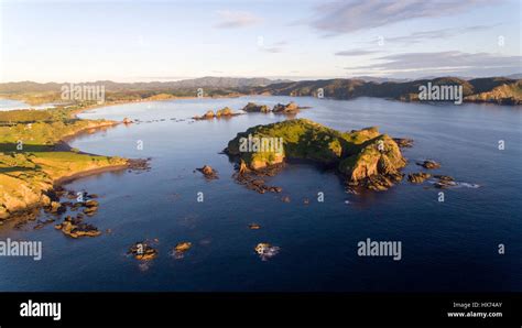 Aerial View Of Bland Bay In Whangaruru New Zealand Stock Photo Alamy