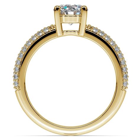 Pave Diamond Engagement Ring In Yellow Gold