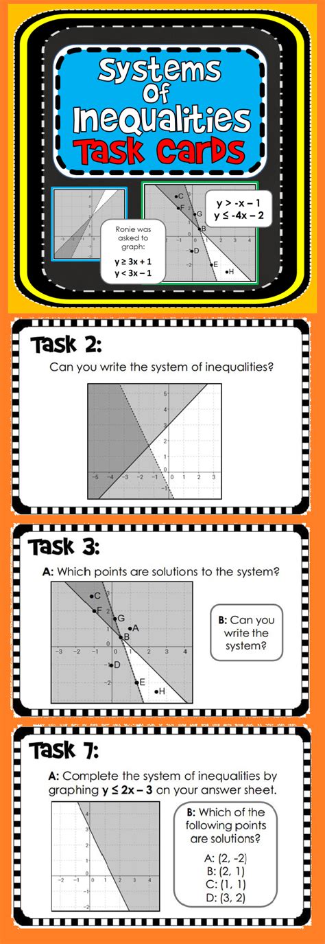 Then solve for by dividing both sides by. Systems of Inequalities Task Cards | Students, Key and Algebra