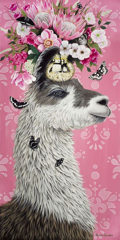 Fabulous Llama By Heather Gauthier Art Llama Painting Animal Art
