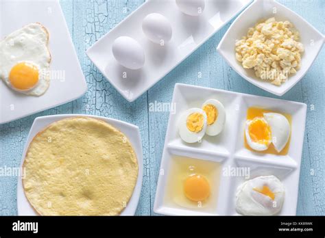 Variety Of Egg Dishes Stock Photo Alamy