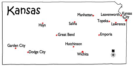 Check spelling or type a new query. World Atlas - Map of Kansas with Major Cities