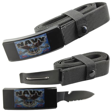 Navy Adjustable Nylon Tactical Belt Knife With Hidden Blade