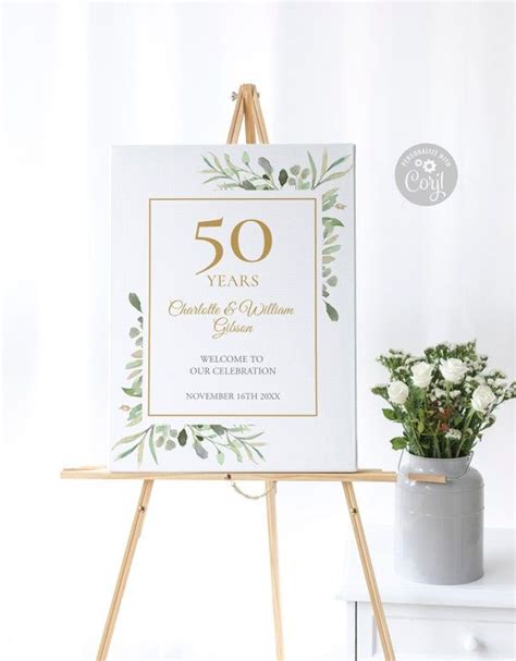 50th Golden Wedding Anniversary Welcome Sign Any Year Etsy 50th