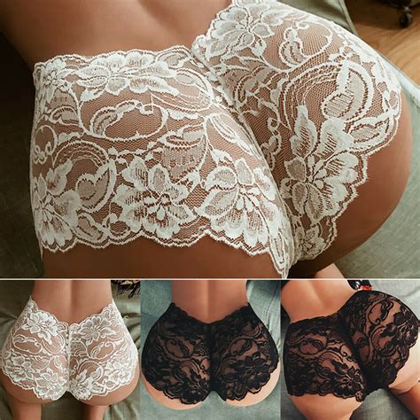 Plus Size Women Crotchless French Knickers Lace Boxers Panties Shorts ...