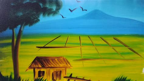 Bahay Kubo Sa Palayan My Exhibition Fast Painting Acrylic On Canvas