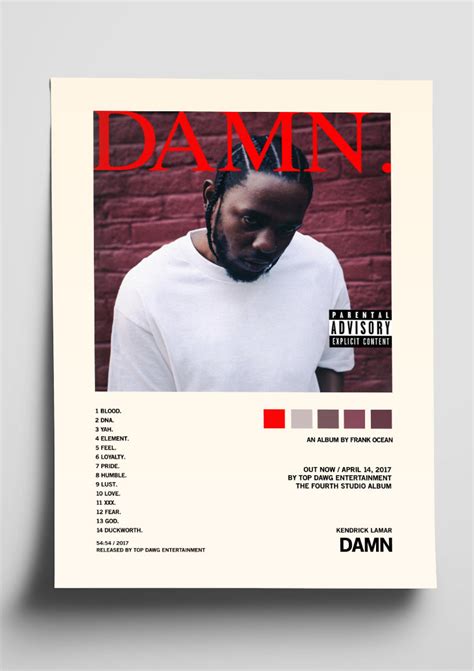 Kendrick Lamar Damn Album Art Tracklist Poster The Indie Planet