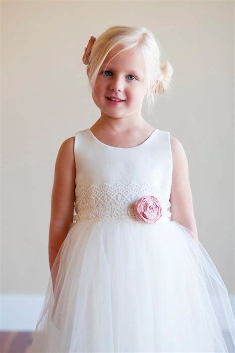 Flower Girl Dresses In Ivory Or White With Lace Sash Etsy In 2020