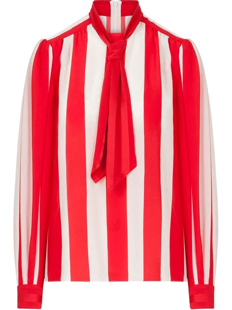 Dolce And Gabbana Pussy Bow Striped Blouse Farfetch