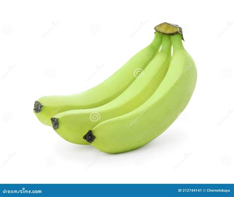 Cluster Of Green Bananas On White Background Stock Image Image Of