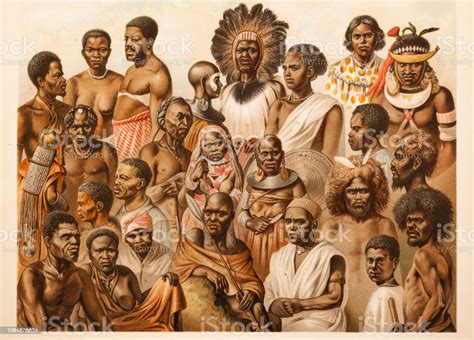 African Tribal Culture Men And Women Of Different Tribes Stock