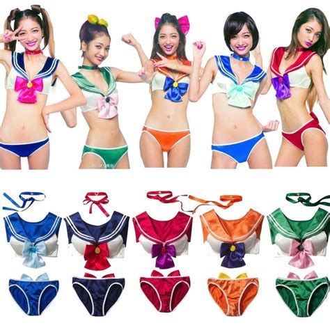 Hot Anime Sailor Moon Mercury Mars Jupiter Women Girl Swimsuits Bikini