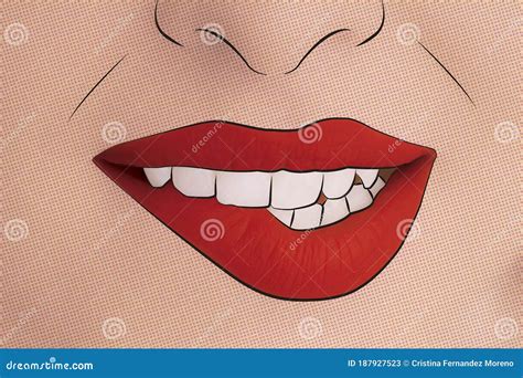 Woman Biting Her Lip In A Sensual Way Stock Illustration Illustration