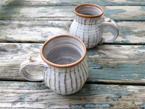 hand thrown pottery mug wheel thrown mug hand carved stoneware pottery mug