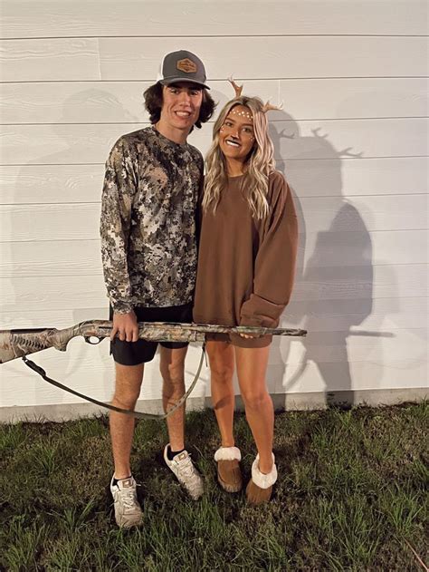 deer and hunter couples costume in 2023 couples halloween outfits cute couple halloween