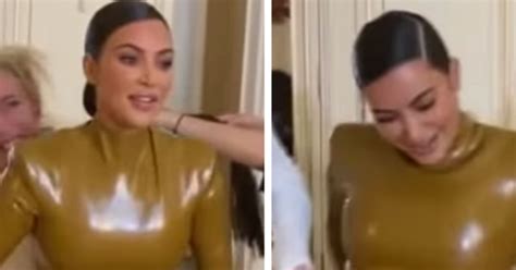 Kim Kardashian Cursing As She Squeezes Into A Latex Suit Is Pure Comic