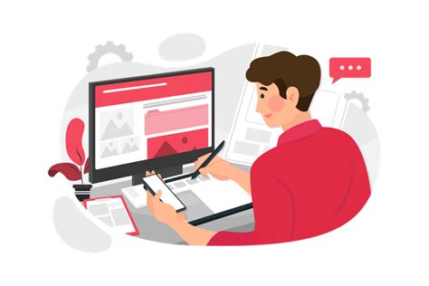 Best Premium Male Graphic Designer Working On Computer Illustration