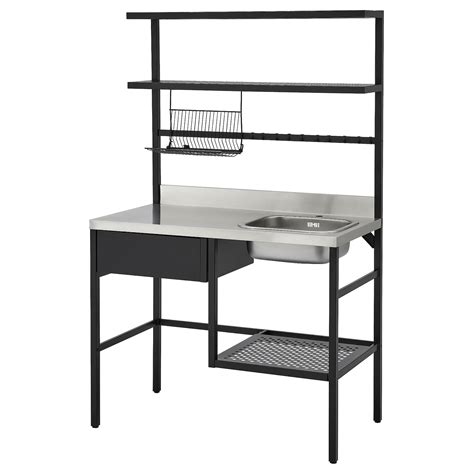 You've got a pasta maker and a crystal wine decanter for those special occasions, but you can never seem to find an empty food storage container or a sharp knife when you need it. RÅVAROR Mini-kitchen, black, 112x60x178 cm - IKEA