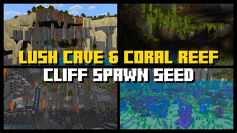 Lush Cave And Coral Reef Cliff At Spawn Seed Minecraft Bedrock And Java