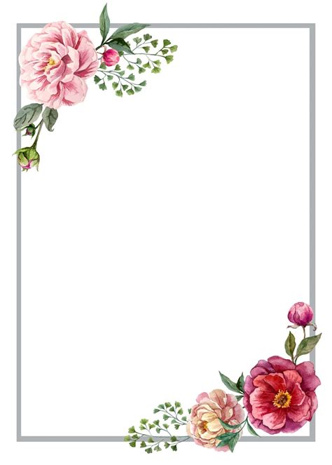 Floral Roses Invitation Card Flower Border Floral Border Design